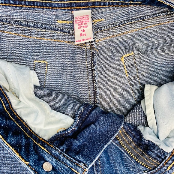 Justice Girls’ Darkwash Flare Leg Jeans 16 - Picture 4 of 9